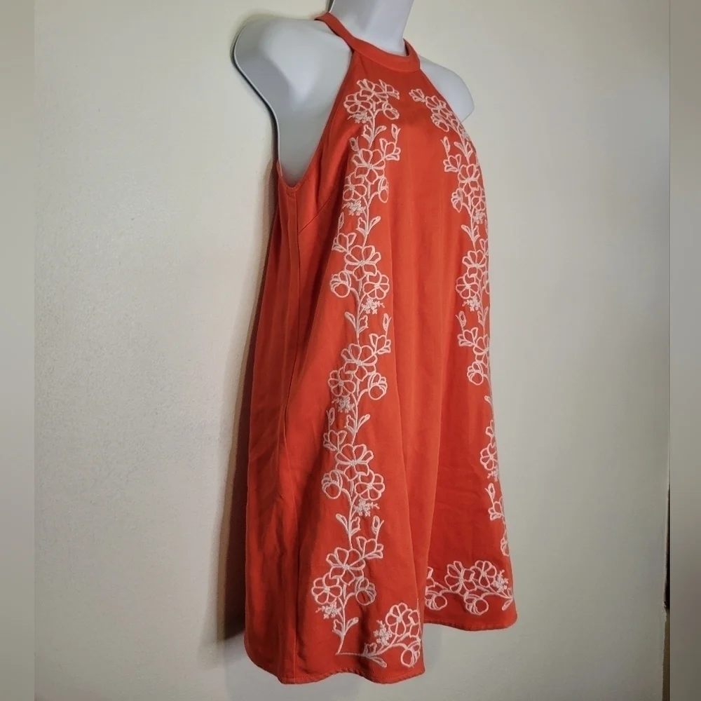 Lulu's size xs Fabiola coral orange embroidered shift dress_2
